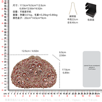 Pochette de soirée rose ornée de fleurs en strass, sac à main ovale en cristal et diamant, sac à main pour femme pour mariage ou soirée avec chaîne dorée