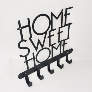 <strong>Home</strong> Sweet <strong>Home</strong> <strong>Decorative</strong> Metal Wall <strong>Hook</strong> Black Durable Finish Powder Coated <strong>Key</strong> Holder Wall Mounted With 5 <strong>Hooks</strong> <strong>Key</strong> Rack - Product Image 1