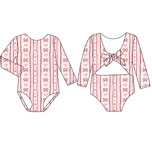 Traje de Baño de Manga Larga para Niñas, Venta al por Mayor de Fábrica, Estampado Floral Hawaiano Personalizado, Traje de Baño de Una Pieza con Lazos en la Espalda, Bikini de Playa para Niños - Product Image 4