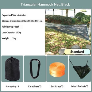 Hamac portable en nylon pour 2 à 3 personnes, équipement de camping et de randonnée en plein air, toutes saisons, 150 kg, sac de rangement - Product Image 3