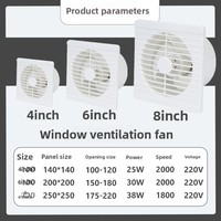 Ventilateur de ventilation mural de 4 pouces à piles pour la maison, la cuisine et la salle de bain ; puissant, silencieux, avec commande par bouton-poussoir