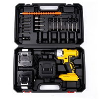 Ensemble de perceuse à percussion sans fil DIY, batterie lithium-ion rechargeable, kit d'outils de perçage électrique, coffret de transport en plastique