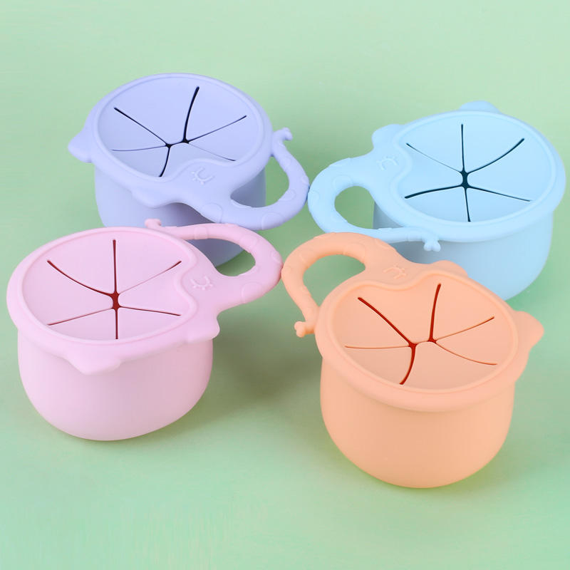 Toddler Snack Catcher Food Grade Collapsible Cup No Spill Kids Food Cups  Foldable Baby Silicone Snack Cup