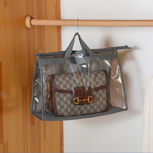 Bolsa Protectora Transparente para Bolsos, Organizador de Almacenamiento para Armario, a Prueba de Humedad, Protector de Bolsos de Cuero, Gris, Rectangular, Tipo Gancho - Product Image 1