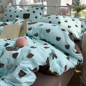 Puff Yarn Print Soft Mite-Proof Moisture-Wicking Breathable Lightweight Polyester Cartoon Pattern 4-Piece <b>Single</b> <b>Bedding</b> <b>Set</b> - Product Image 2