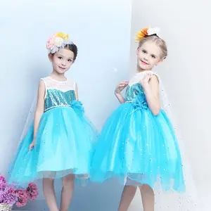 2019 kinderen dunne cloak tweedelige kostuum Aisha sequin jurk rok ijs fee prinses jurk