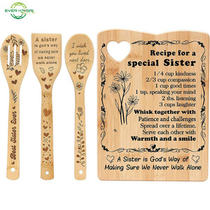Cadeau créatif pour soeur <span class=keywords><strong>cuisine</strong></span> laser pelle bambou spatule planche à découper ensemble - Product Image 5