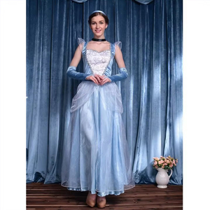 Abito da <span class=keywords><strong>Principessa</strong></span> Blu Soffice per Donna, <span class=keywords><strong>Costume</strong></span> di Alta Qualità in Poliestere per Halloween e Film TV, Elegante Mantello Ricamato Anime Ice Royal - Product Image 6