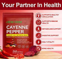 Capsules molles de piment, divers extraits végétaux pour le soutien immunitaire des adultes, 240 capsules/flacon, export transfrontalier, vente directe d'usine