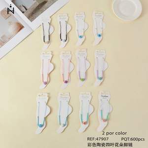 Tobillera de cerámica colorida con forma de flor de cuatro hojas, joyería de moda para mujer, 2 por color, lote de 600 piezas - Product Image 3