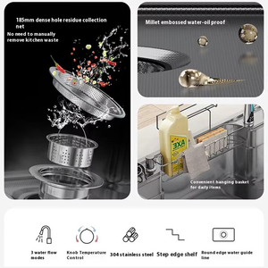 Fregadero de Cocina Estilo Japonés <span class=keywords><strong>con</strong></span> Estante de Almacenamiento, Nuevo Modelo 2026, Fregaderos Individuales de Acero Inoxidable 304 a Precio Económico - Product Image 4