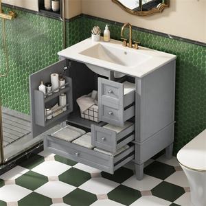 Tocador de baño personalizado y moderno tocador de cuarzo duradero con grifos generalizados dorados pulidos tocador de baño para espacio Cubby - Product Image 6