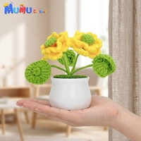 Pot de fleurs en crochet de coton fait main, motif lotus, amigurumi tricoté, décoration de bureau mignonne, cadeau de remise de diplôme ou de Saint-Valentin, personnalisable, vente en gros