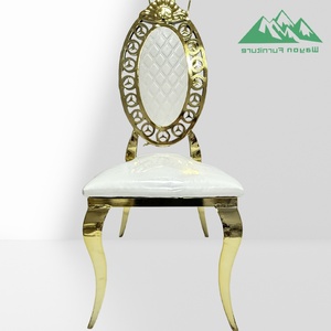 Sedia da banchetto di lusso personalizzata Wayon in acciaio inossidabile con telaio tagliato al laser <span class=keywords><strong>e</strong></span> opzioni <span class=keywords><strong>per</strong></span> il schienale con medaglione decorato - Product Image 2