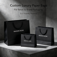 Sacs en papier de luxe noirs personnalisés avec logo, emballage cadeau et shopping écologique pour usage commercial HONPAK