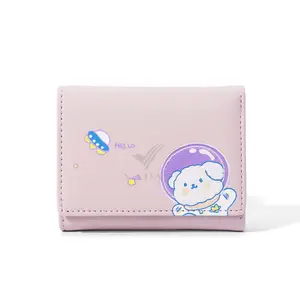 Prix usine femmes porte-cartes portefeuille en cuir pièce de monnaie fille enfants sac à main dames petit portefeuille en cuir mignon portefeuille durable