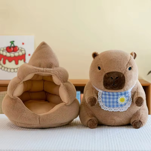 Nouvelle Peluche Courte Capybara Mignonne 'Daddy Nest' avec Rembourrage en Coton PP, Bib Prank, Cadeau d'Anniversaire pour Meilleur Ami(e) Unisexe - Product Image 4