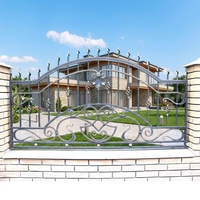 Portail de cour de villa de luxe en fer forgé de style européen, durable, imperméable, personnalisable, avec système de sécurité à double porte