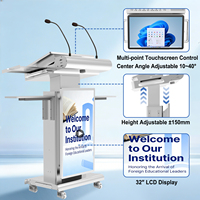 Podio Digital Inteligente Todo en Uno con Pantalla Táctil Capacitiva de 10 Puntos, Altura Ajustable de 150 mm, PC Integrada, para Conferencias y Animación