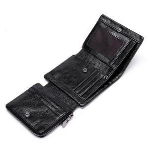 Portefeuille Homme en Cuir Véritable Personnalisé, Court, Tendance, Fin, Style Minimaliste, Fermeture Ouverte, Vintage, Anti-RFID, Vente en Gros - Product Image 1
