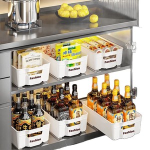 Kitchen Organizer Box Rectangle Plastic <b>Storage</b> Container With Compartments <b>Stackable</b> For Condiment Snack Food Cabinet <b>Drawer</b> - Product Image 5