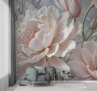 Papier peint moderne 3D à grandes fleurs, murale photo personnalisée, motif floral pivoine, revêtement mural pour chambre à coucher, fond de mur, décoration intérieure
