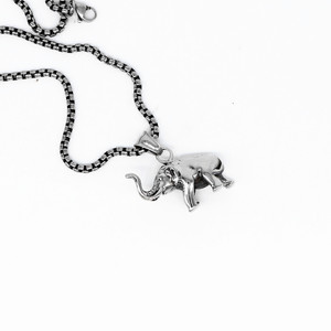 yunnique Stainless Steel <b>Elephant</b> Pendant <b>Necklace</b> Unisex Gift Jewelry Animal Design Simple High Polish Fashion Pendant - Product Image 5