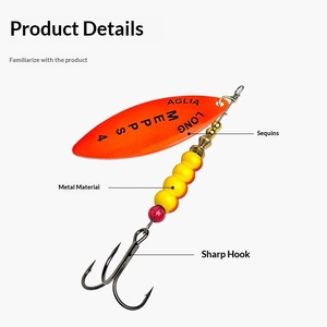 Leurre de pêche transfrontalier en forme de saule, jig en cuivre <span class=keywords><strong>Mepps</strong></span>, spinners multicolores à rotation 360° avec paillettes, vente en gros de leurres artificiels - Product Image 2