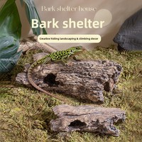 Table ronde durable en écorce pour reptiles, tortues, lézards, scorpions, araignées, avec zone de baignade et abri pour animaux domestiques, idéale pour l'aménagement paysager.