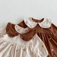 Robe de style coréen pour filles 2025, col à revers, imprimé floral assorti, 1-3 ans, printemps automne, nouveau style, polyester, princesse