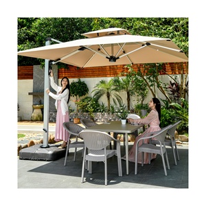 [Toldo de poliéster de 280 gramos] Servicio OEM/ODM acrílico/<span class=keywords><strong>tela</strong></span> Sun Brella al aire libre tamaño grande 3x4/4x4m paraguas energía Solar luz Led - Product Image 1