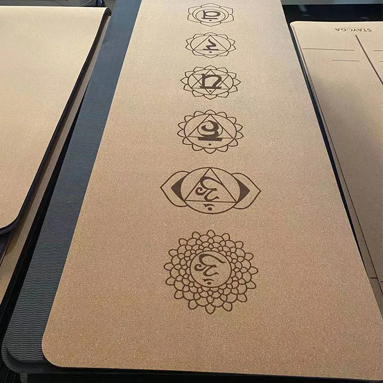 100% natural eco friendly organic custom pattern 5mm 6mm tpe cork yoga mat cork