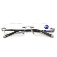 Lunettes anti-lumière bleue, verres teintés, monture carrée sans bordure avec strass, lunettes de lecture, monture en métal