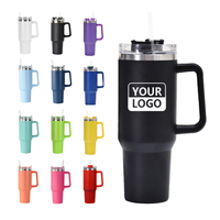 Gobelet isotherme en acier inoxydable de 40 oz (1080 ml) avec logo personnalisé, poignée et paille, anti-fuite, pour voyage, cadeau d'entreprise