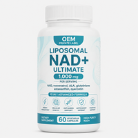 Capsules Liposomales NAD+ 1000mg avec Resvératrol, Glutathion, Astaxanthine, Quercétine – Énergie Cellulaire, Anti-Âge – Marque Privée