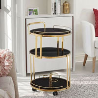 Chariot de bar en acier inoxydable à 3 niveaux, design moderne de luxe, capacité de 10 L, multi-usages, pour la maison, la restauration, l'hôtel, le restaurant, le mariage
