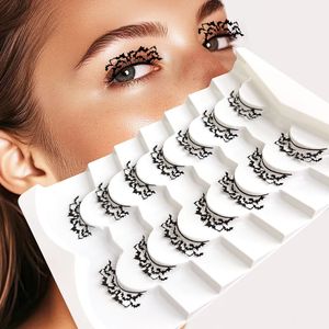 Cils en faux vison de forme irrégulière à effet spécial pour Halloween, 7 paires/plateau pour maquillage de fête - Product Image 4