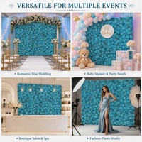 Mur de fleurs artificielles roulé de haute qualité 3D/5D, fond bleu 8ft x 8ft pour mariage
