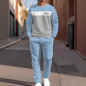 春秋圆领休闲运动套装男士长袖长裤宽松男士运动衫运动裤两件套 - Product Image 2