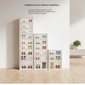 Armadio Portascarpe Pieghevole a 6 Ripiani in Plastica con Porte Trasparenti, Organizzatore per Scarpe Pieghevole, Produttore OEM per Vendita all'Ingrosso - Product Image 2