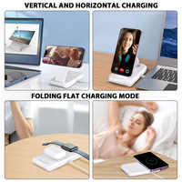 Support de charge magnétique pliable pour bureau compatible avec iPhone/iWatch/AirPods, support de charge rapide 3-en-1