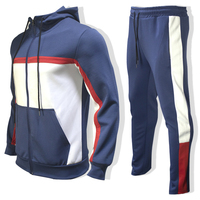 TKAN737 automne hommes à capuche manteau ample pantalon couture contraste pull course 2 pièces ensemble hommes vêtements de sport costume décontracté