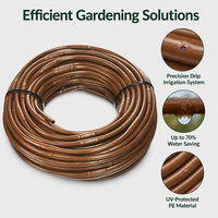 Tuyau d'irrigation goutte à goutte premium de 15 m, flexible, marron, pour jardin, avec émetteurs espacés de 30 cm pour l'arrosage des rangs de légumes
