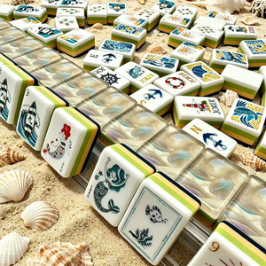 Fichas de Mahjong Americanas de Acrílico Grabadas con Láser de 4 Capas, Portátiles, con Diseño Moderno y Temática Oceánica de Lujo - Product Image 4