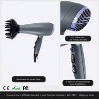 Sèche-cheveux professionnel de salon, moteur ionique DC 2200W, concentrateur, diffuseur pour hôtel et usage domestique