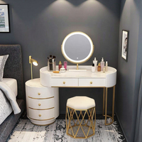 Meubles en bois de mélamine élégants bureau maquillage commode en métal armoire rangement suffisant coiffeuse avec chaise