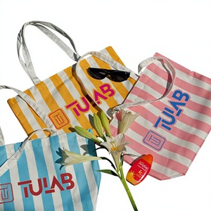 Wholesale <b>Large</b> Size Beach Shopping <b>Bag</b> Custom Logo Cotton Canvas <b>Tote</b> <b>Bag</b> Reusable Eco Friendly Shoulder Handle Advertising Use - Product Image 1