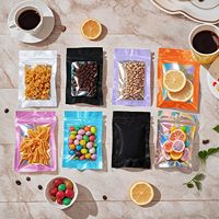 Sacs refermables holographiques transparents en Mylar de 3,5 g avec fermeture éclair, anti-odeur, en plastique noir, pour bonbons, pochettes d'emballage holographiques