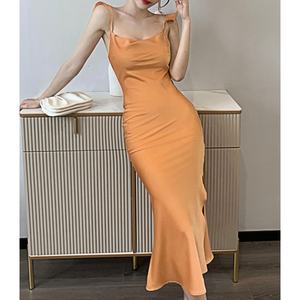 Vestido de satén de <span class=keywords><strong>boda</strong></span> <span class=keywords><strong>para</strong></span> invitados, novedad, venta al por mayor, con abertura y cordón, volantes, <span class=keywords><strong>para</strong></span> fiesta, <span class=keywords><strong>2022</strong></span> - Product Image 4