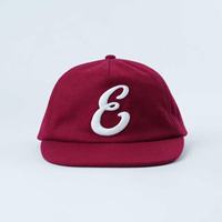Gorra de Béisbol de Lana Sin Estructura de Alta Calidad con Visera Corta de 6.5 cm, Gorra Snapback Bordada de 5 Paneles Personalizada al por Mayor
